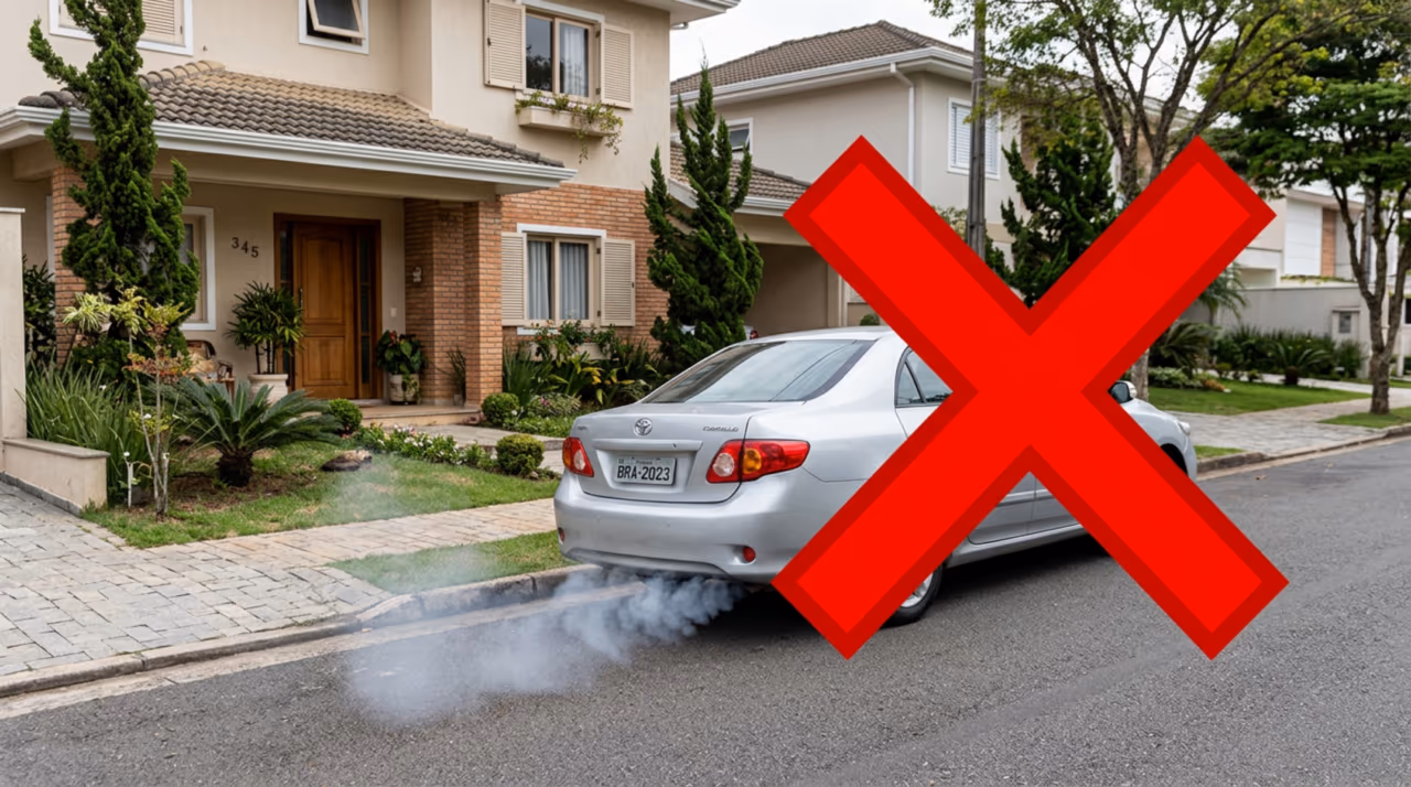Nova regra prevê multa alta para quem deixa o carro ligado sem necessidade, inclusive ao “esquentar o motor” na porta de casa