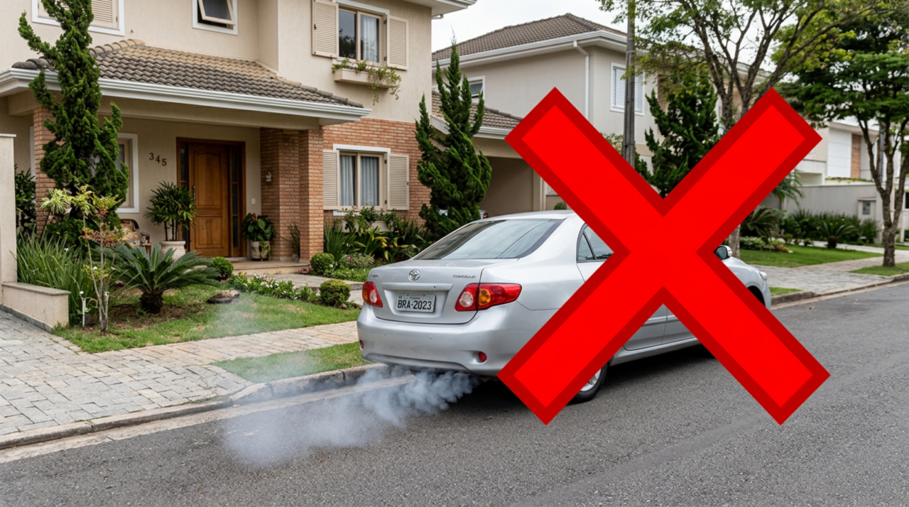Nova regra prevê multa alta para quem deixa o carro ligado sem necessidade, inclusive ao “esquentar o motor” na porta de casa