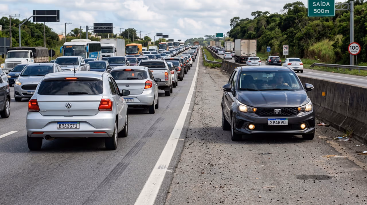 Quem usa o acostamento para andar mais rápido no trânsito parado certamente não conhece o art. 193 do CTB