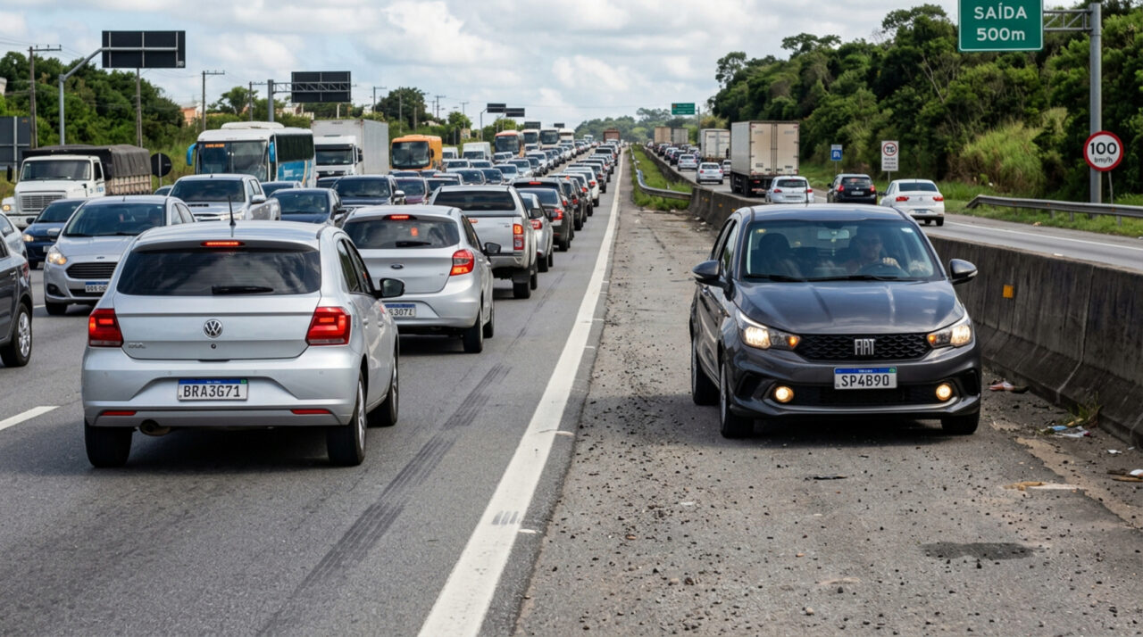 Quem usa o acostamento para andar mais rápido no trânsito parado certamente não conhece o art. 193 do CTB