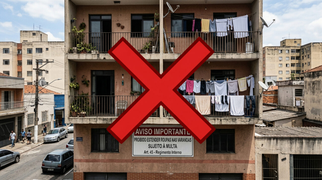 Estender roupa na janela ou varanda passa a ser proibido e pode render multa de até R$ 4 mil