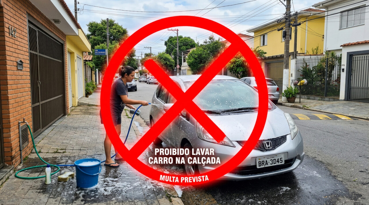 Proibido lavar o carro na rua ou na calçada de casa: multa pode passar de R$ 5000