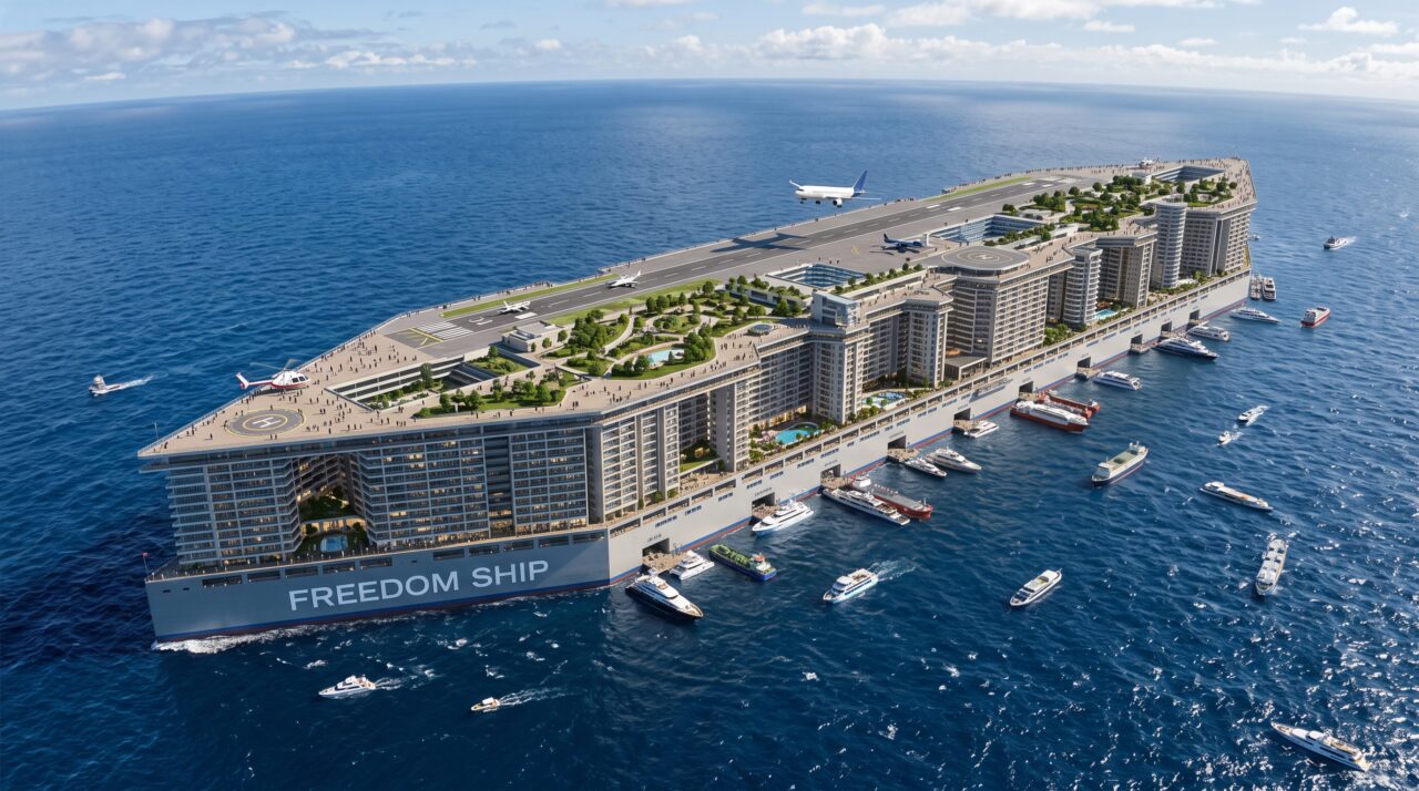 A volta do projeto Freedom Ship, a maior cidade flutuante do mundo.
