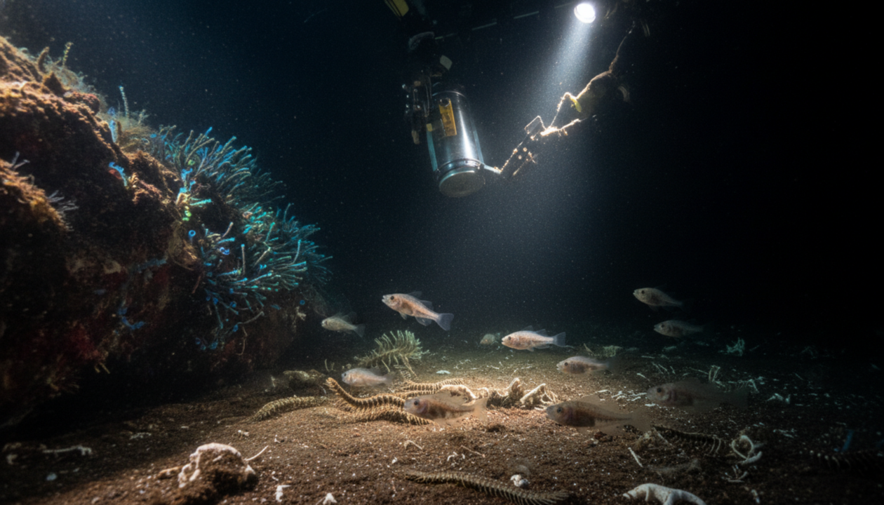 Cientistas descobriram ecossistemas completos a 9.500 metros de profundidade no Pacífico que sobrevivem sem depender da luz do Sol, alimentados por gases que escapam do fundo do mar