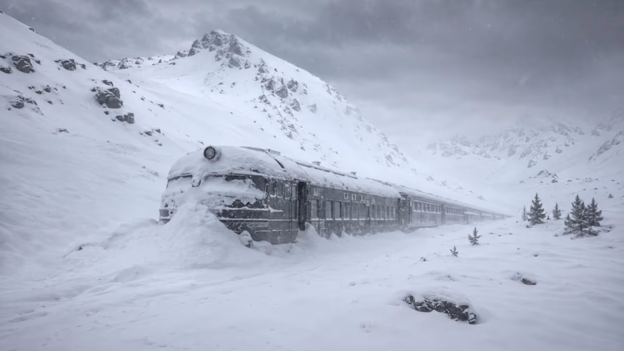 O trem blindado da neve: a história do trem que ficou preso em uma nevasca brutal nas montanhas