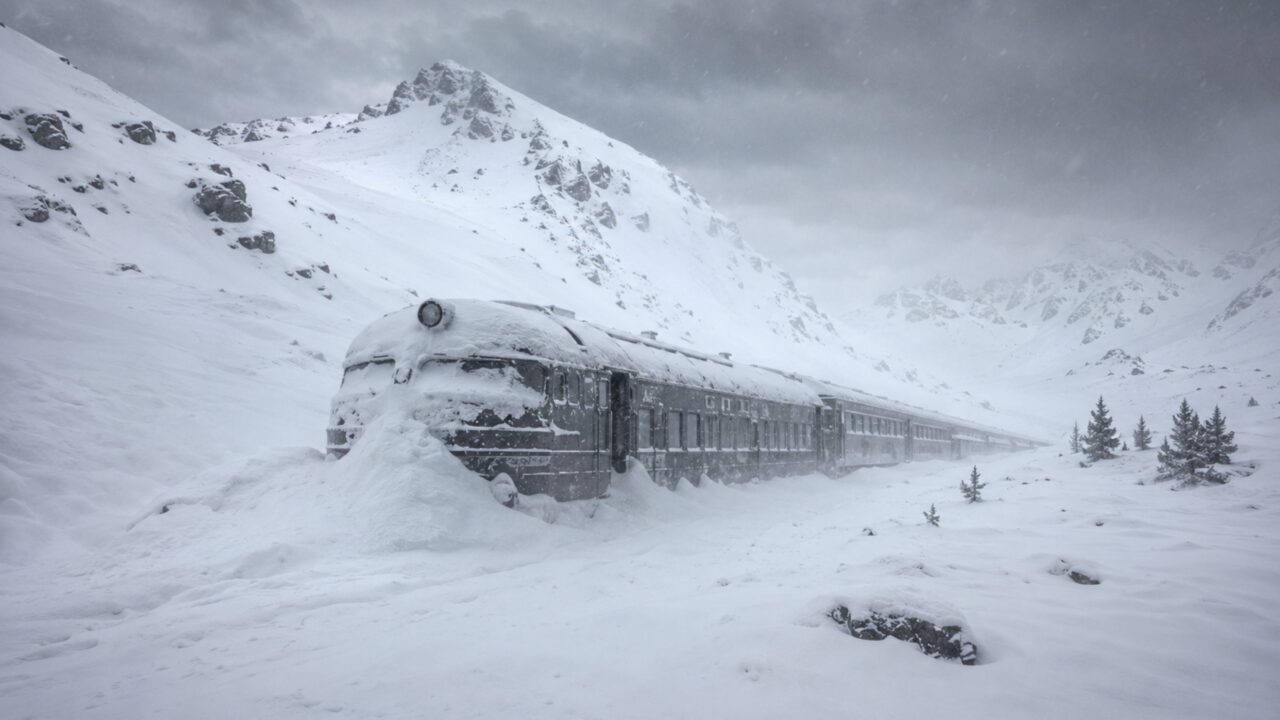 O trem blindado da neve: a história do trem que ficou preso em uma nevasca brutal nas montanhas