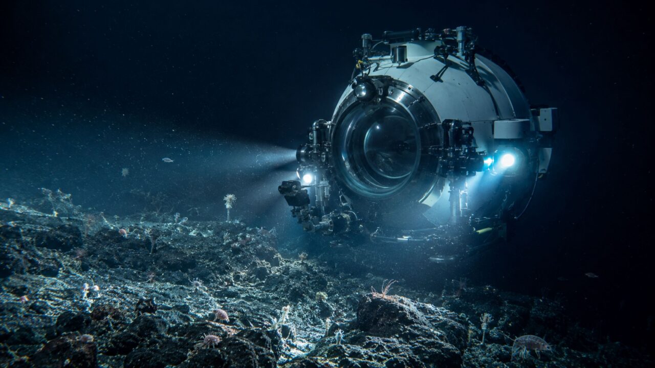 Submersível extremo desce onde a luz não chega