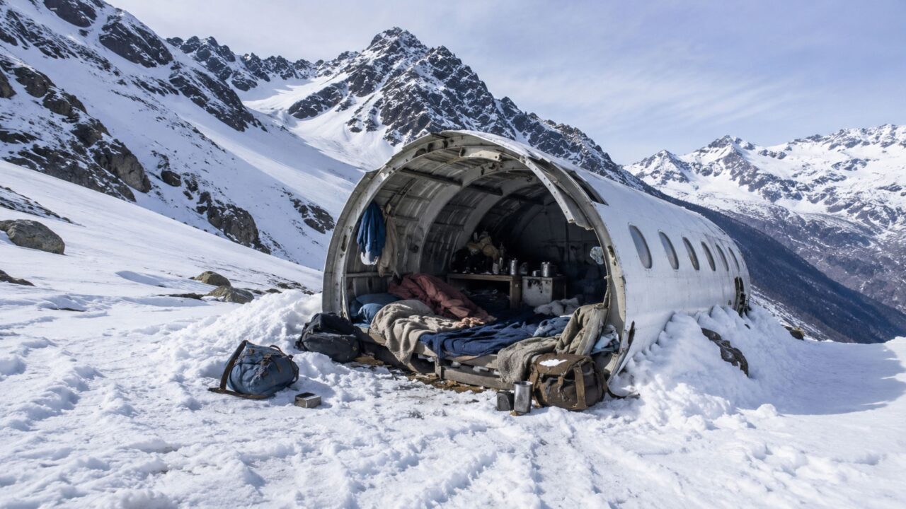 Fuselagem virou abrigo durante os 72 dias na montanha