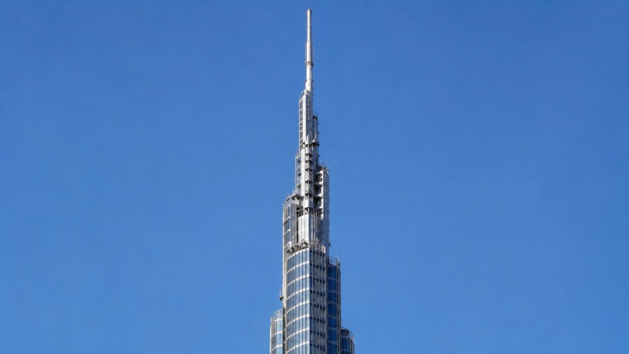 A parte técnica que completa a altura da torre