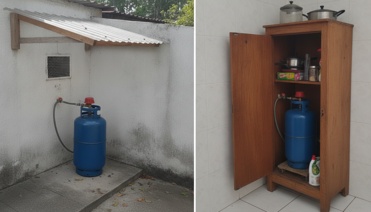 Botijão de gás em área fechada: o risco que a norma proíbe e muita casa ignora