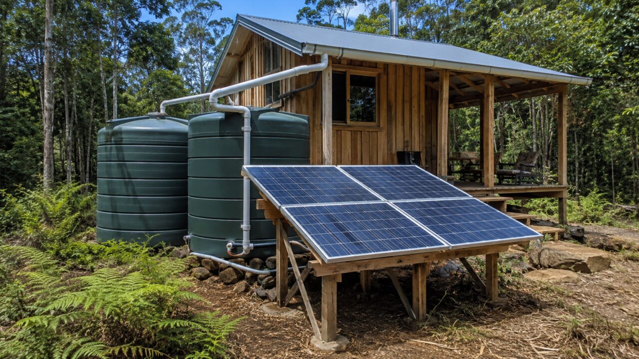 Painéis solares e captação de chuva garantem os recursos básicos sem dependência de serviços públicos