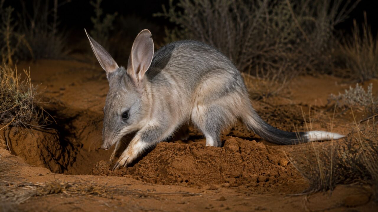 Escavação e faro ajudam o bilby a encontrar alimento escondido no solo