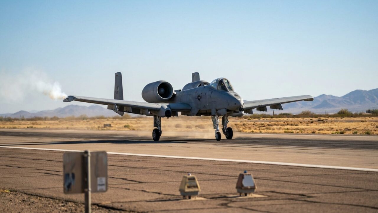 Piloto percebe fumaça saindo do A-10, perde parte do sistema hidráulico e usa praticamente todos os 2.400 metros da pista antes de conseguir parar a aeronave