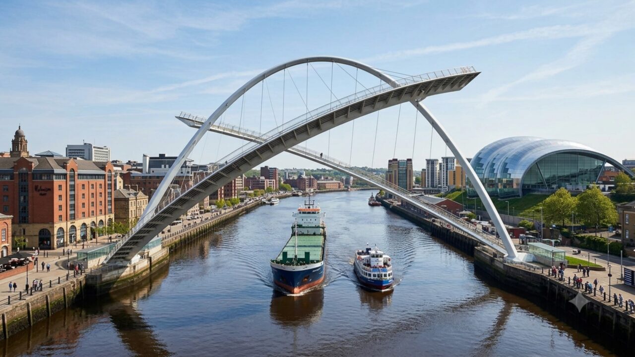 A ponte de 850 toneladas que gira como uma pálpebra gigante para navios passarem pelo rio