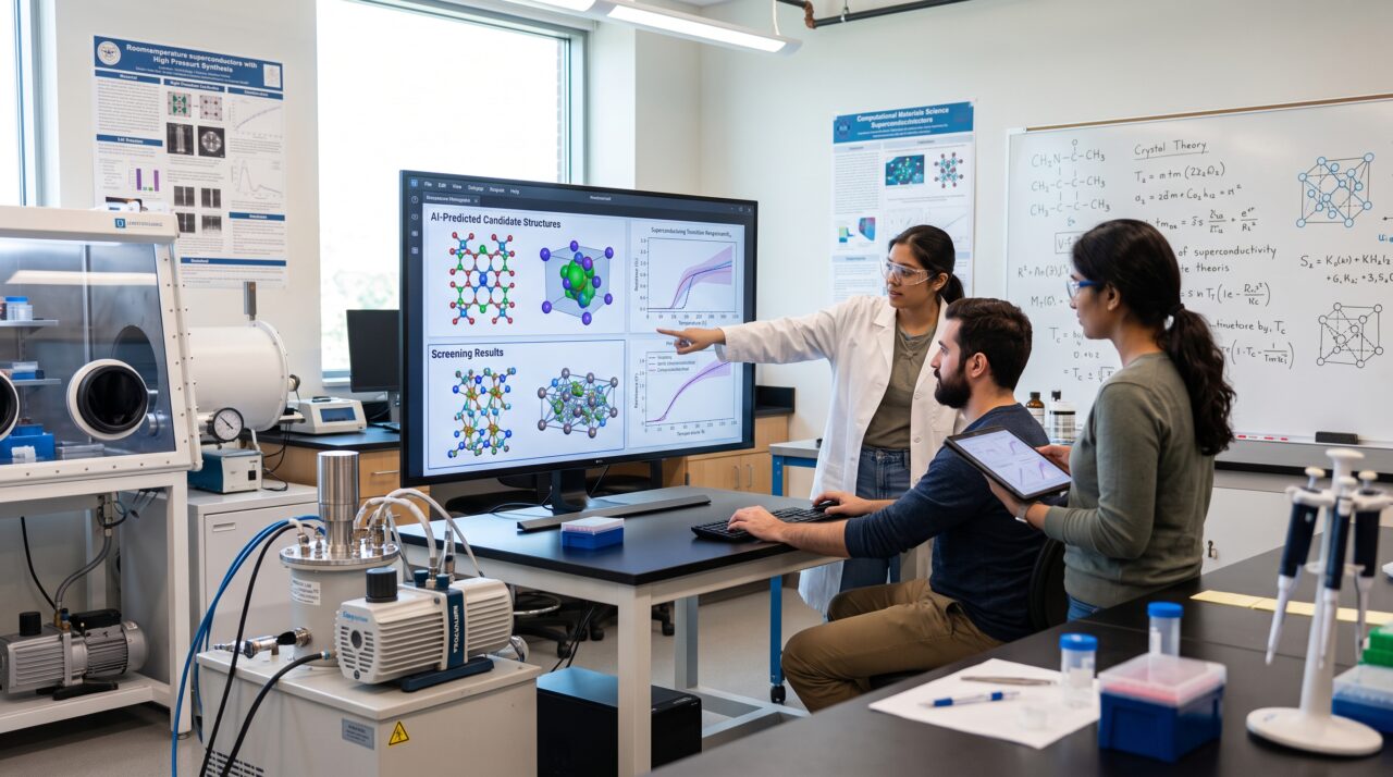 Como a inteligência artificial está acelerando a busca por supercondutores em temperatura ambiente na física.