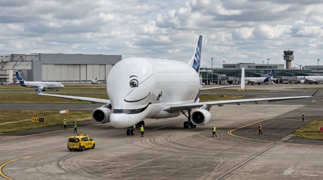 O avião gigante com formato de baleia que foi construído para carregar partes de outros aviões