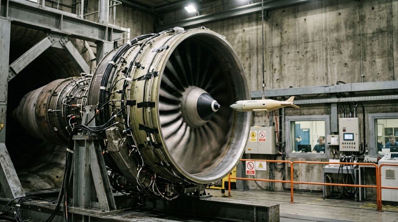 O teste assustador em que engenheiros disparam uma ave contra o motor de um avião funcionando em alta potência