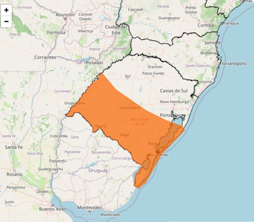 Alerta Inmet de perigo de tempestade no Rio Grande do Sul neste sábado, 18