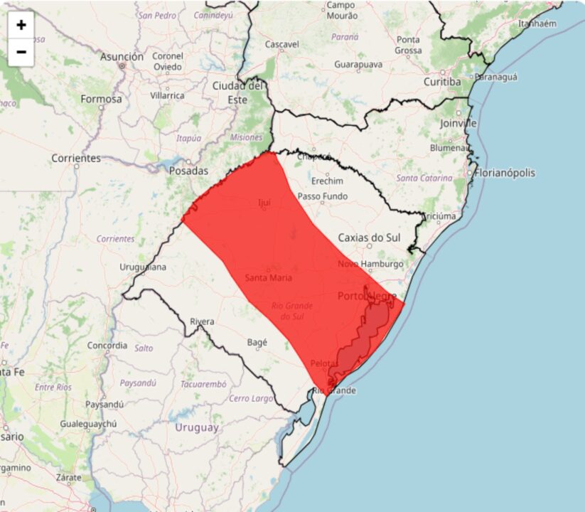 Alerta máximo do INMET para fortes chuvas com acumulado na região Sul no dia 21