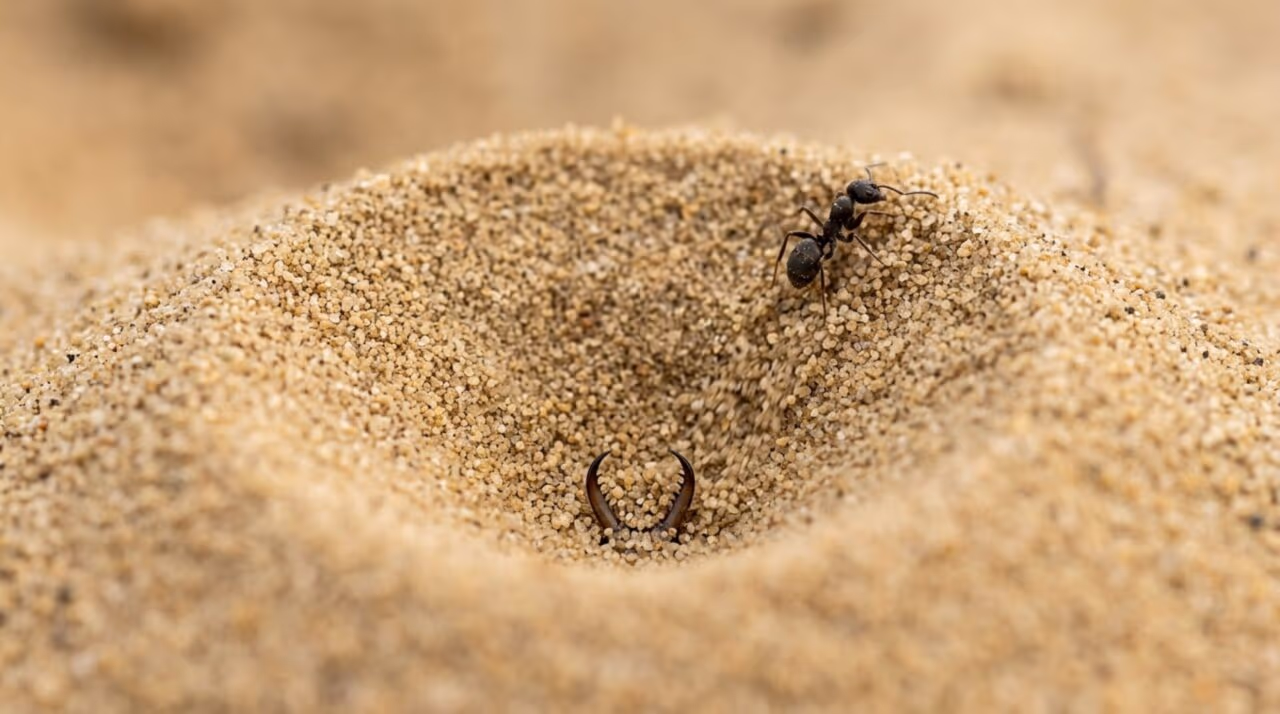O inseto inteligente que cava armadilhas de areia para caçar sem precisar correr