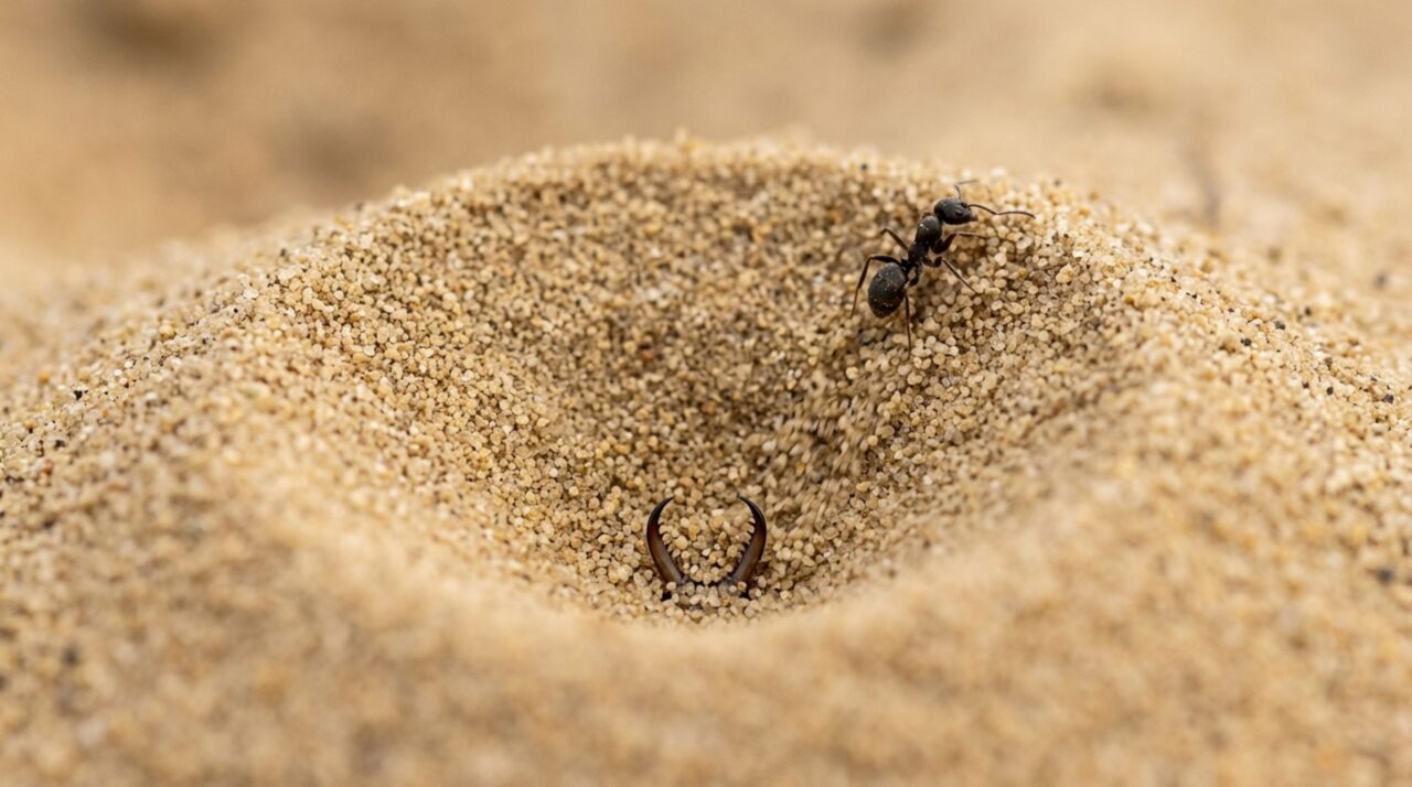 O inseto inteligente que cava armadilhas de areia para caçar sem precisar correr