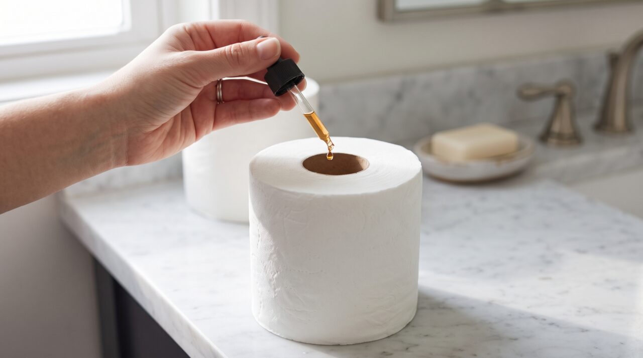Pingar três gotas de óleo de melaleuca por dentro do rolo de papel higiênico: o que acontece com o frescor do seu banheiro durante o dia inteiro