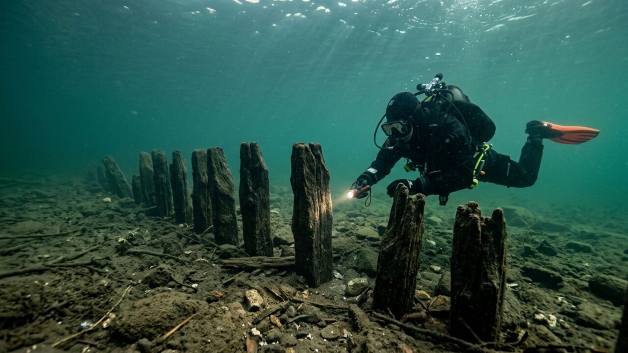 Obra em uma ponte moderna revela estacas de uma travessia romana desaparecida há 1.600 anos e procurada por gerações