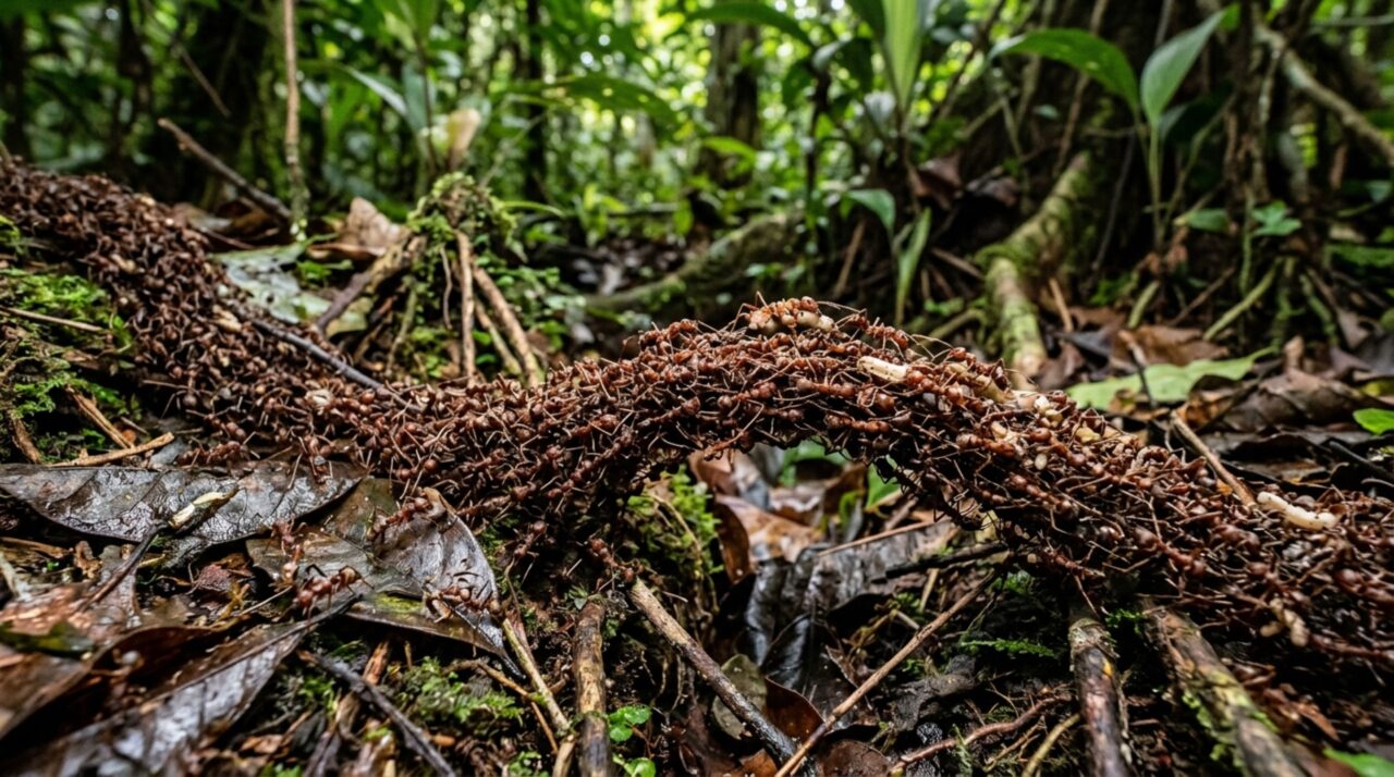 O exército de formigas que transforma o próprio corpo em ponte