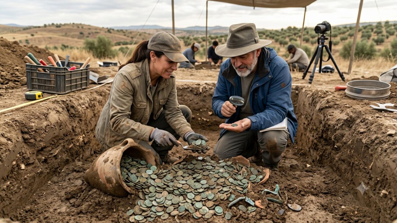 Arqueólogos encontram tesouro perdido há 1.800 anos e quantidade de moedas romanas impressiona especialistas