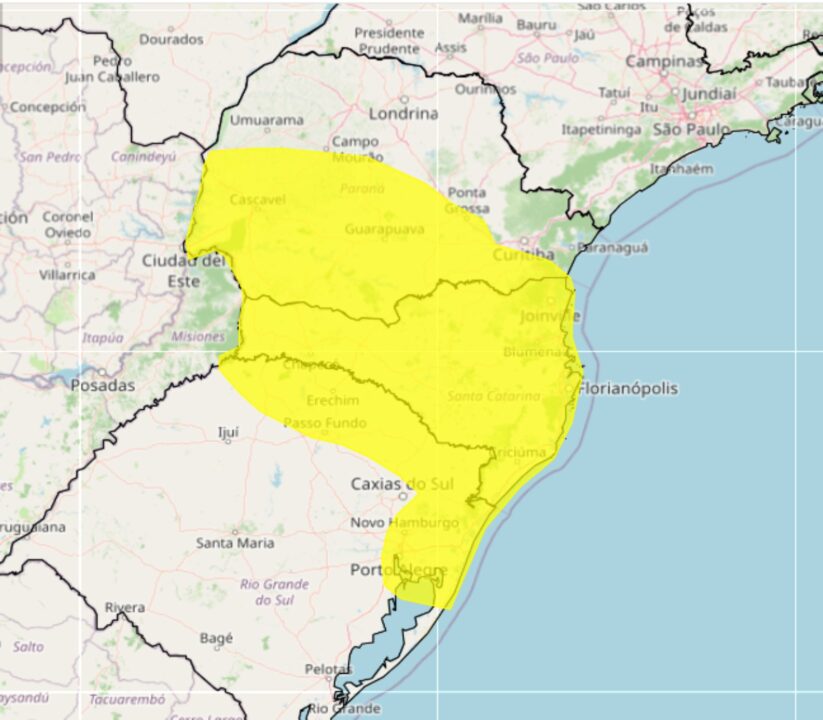 Atenção ao alerta do Inmet para fortes chuvas nesta 5°feira, 02, no Sul do Brasil