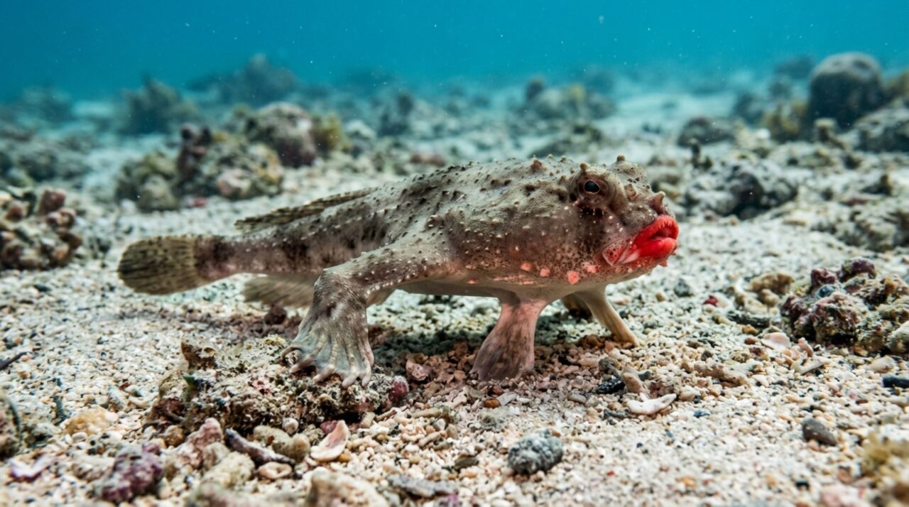 As nadadeiras modificadas que permitem ao peixe caminhar pelo fundo do oceano