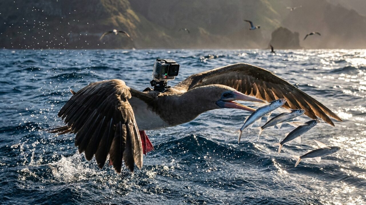 Estudo instala câmeras em aves oceânicas e mostra jornadas longas até pontos remotos do mar onde quase nada parece existir