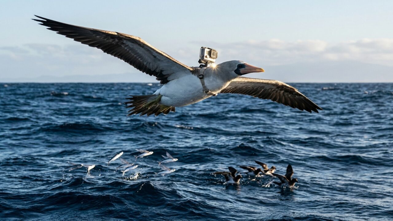Estudo instala câmeras em aves oceânicas e mostra jornadas longas até pontos remotos do mar onde quase nada parece existir