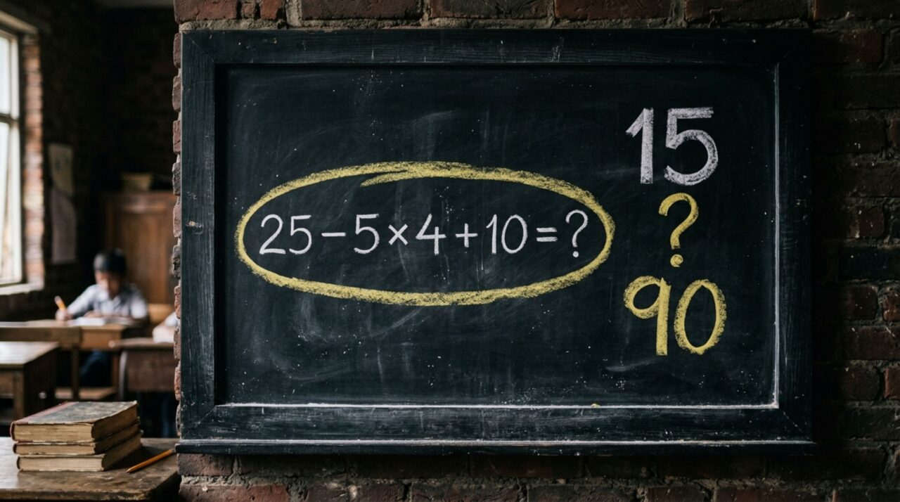 Desafio rápido: você sabe quanto é 25 − 5 × 4 + 10?