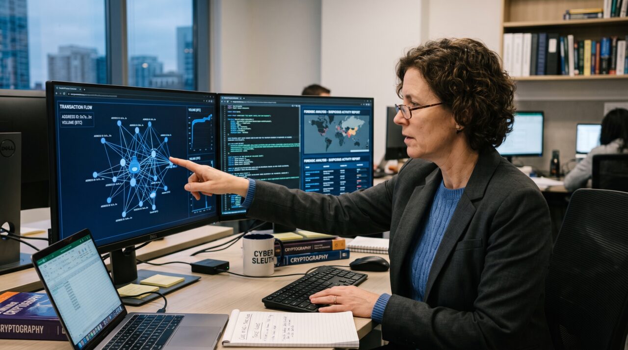 A carreira, rotina e ganhos do investigador forense de blockchain no combate a crimes cibernéticos.