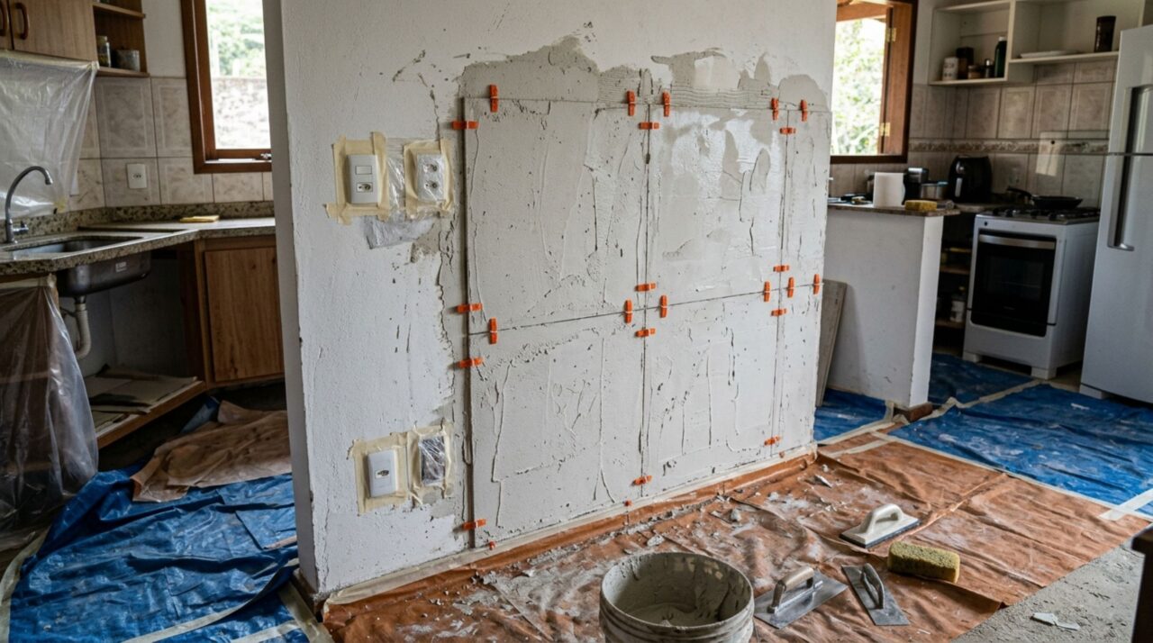 Adeus cozinha velha: pedreiro gênio faz imitação incrível de porcelanato e impede clientes de gastar mais do que precisavam