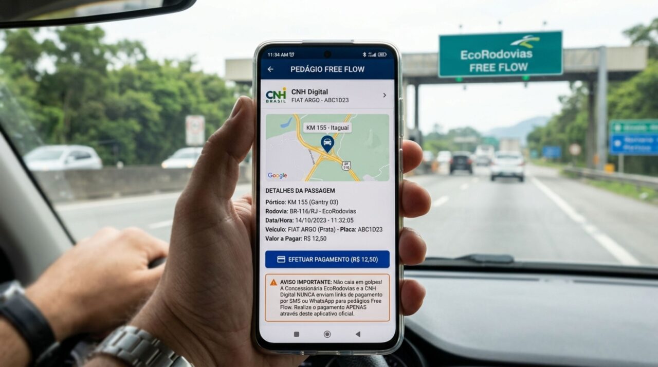 Aplicativo CNH alertará motoristas no celular sobre cobranças de pedágio free flow