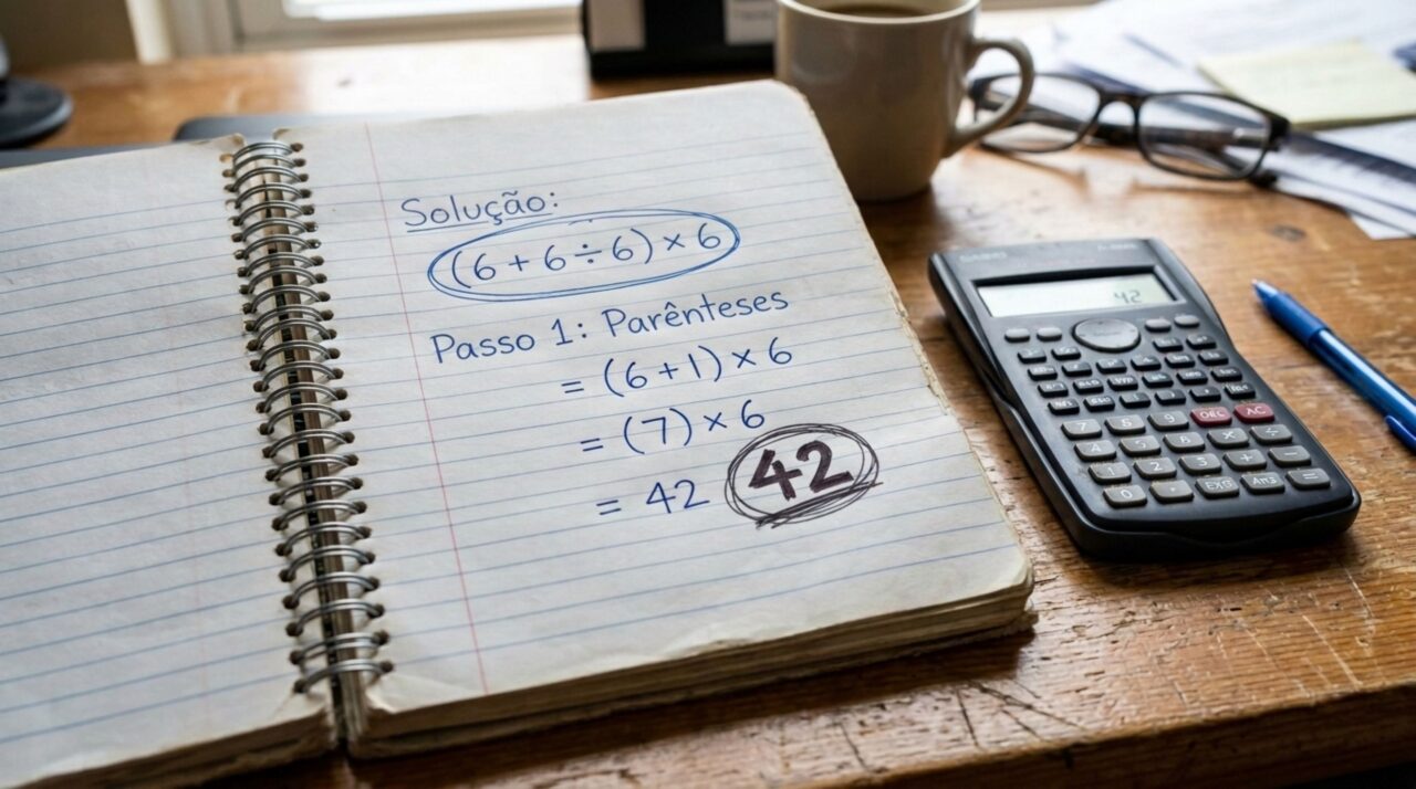 Quanto é (6 + 6 ÷ 6) × 6? O parêntese ajuda, mas também pode enganar quem resolve rápido demais
