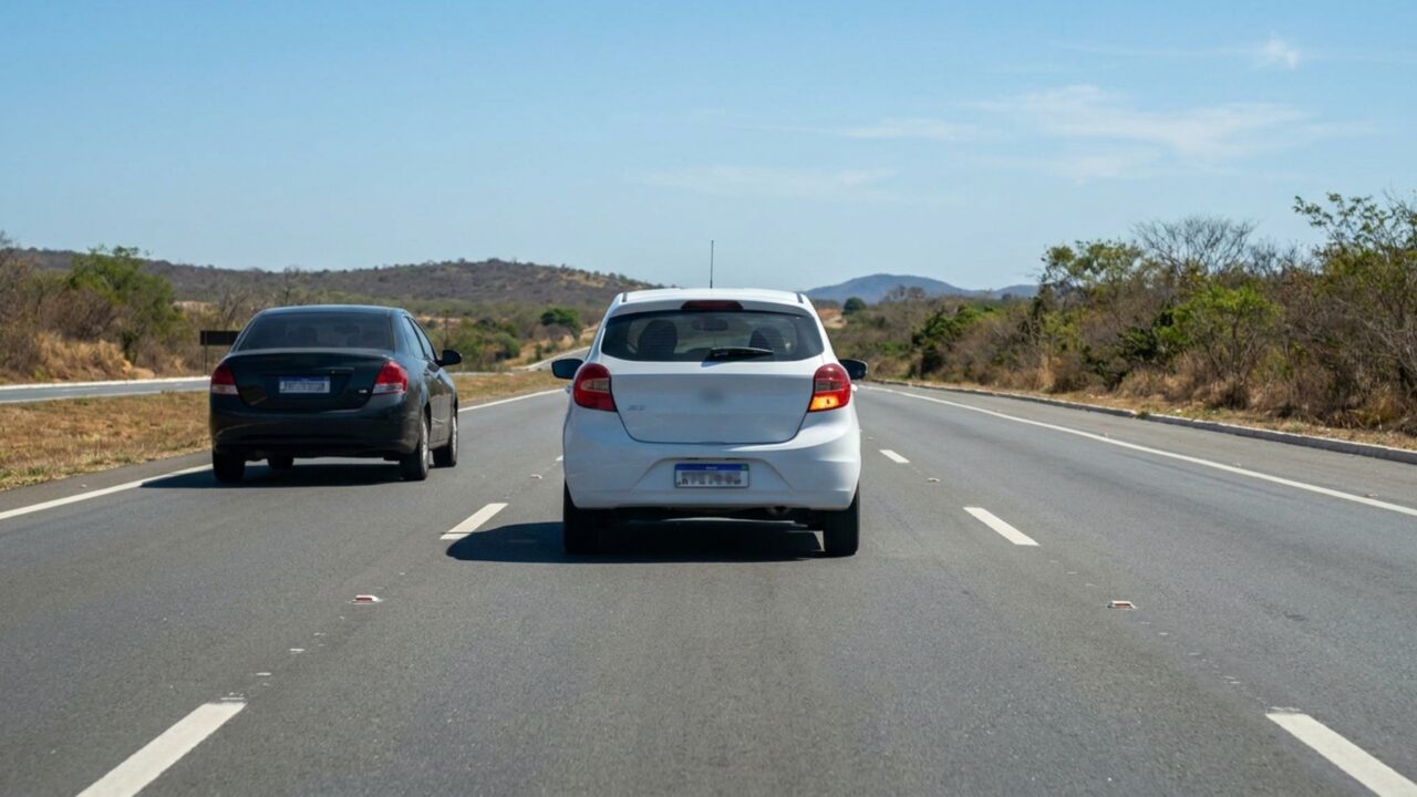 Motoristas que acham que piscar farol dá direito a pressionar o carro da frente precisam entender o limite da regra