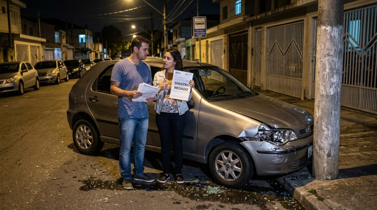 Motorista bate o carro no poste às 2h da manhã, aciona o seguro e a seguradora nega o sinistro após perícia apontar que o condutor não era o titular da apólice, mesmo sendo cônjuge