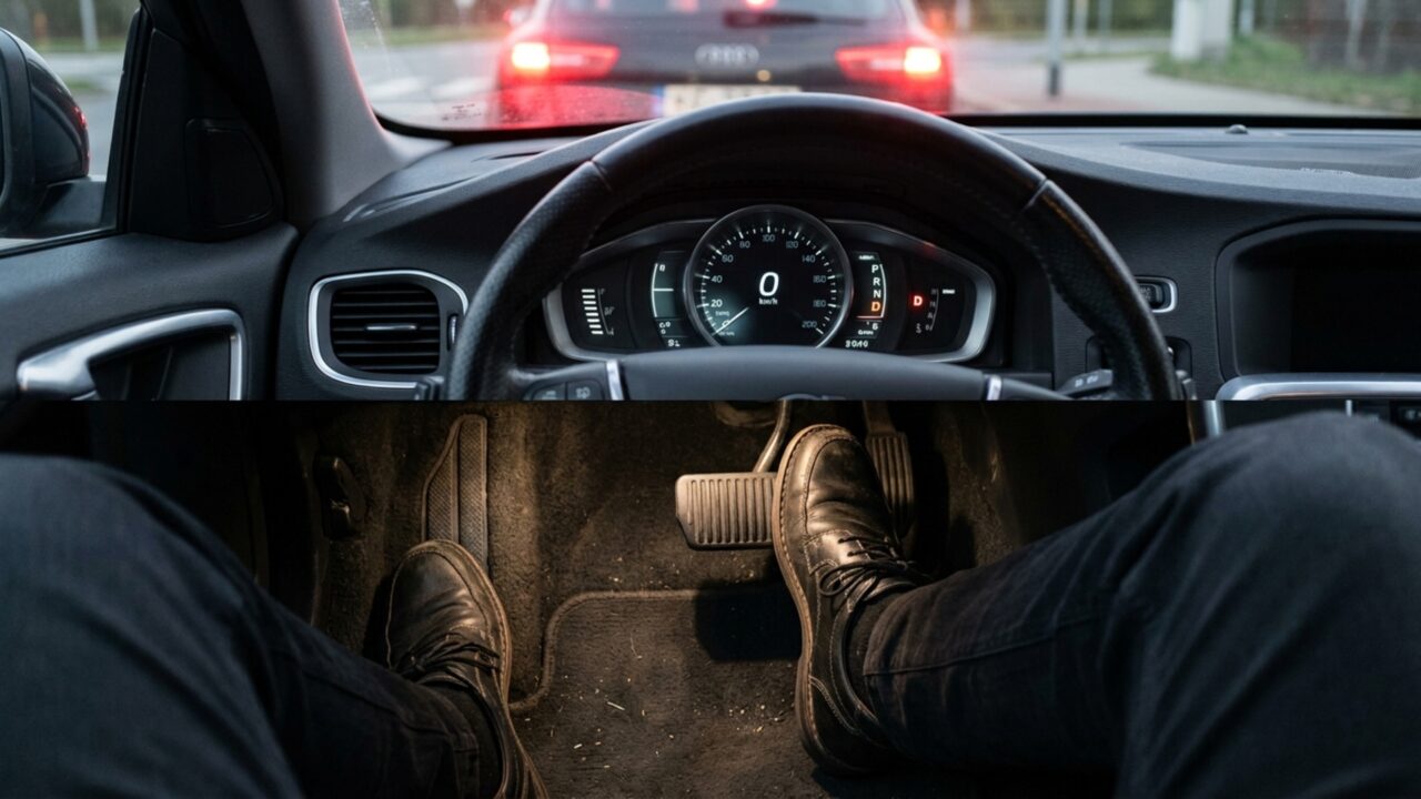 Colocar o carro automático no N durante o sinal vermelho parece correto e pode esconder um erro repetido todos os dias