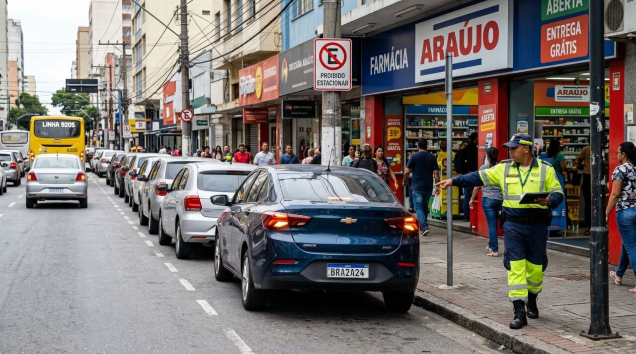 Motorista ligou o pisca-alerta e desceu para ir na fármacia: isso evita multa por estacionamento irregular?