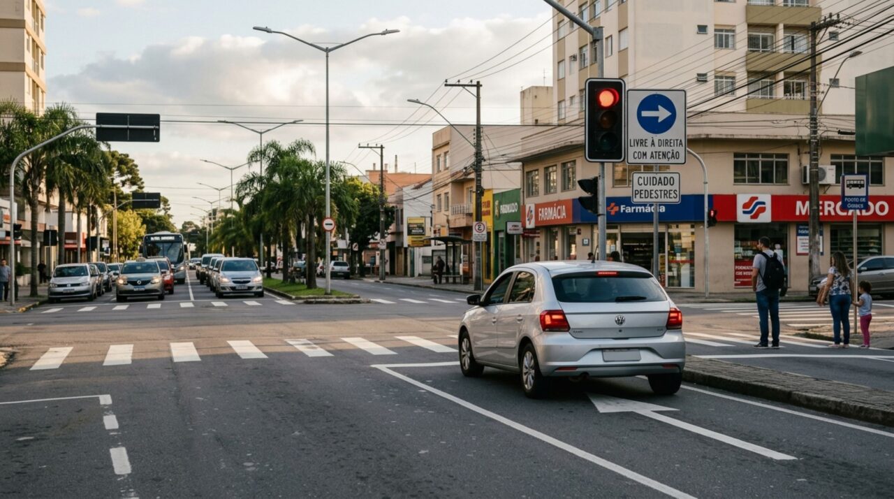 Multa de 293,47 assusta motoristas que costumam virar à direita na presença de semáforos