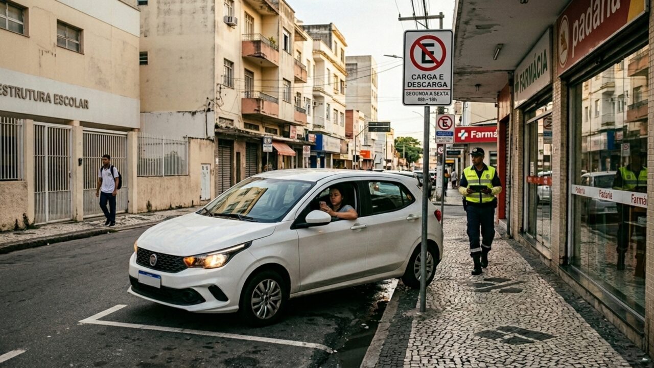 Condutor recebe multa após parar em local permitido apenas para embarque e conhece o artigo 181 do CTB
