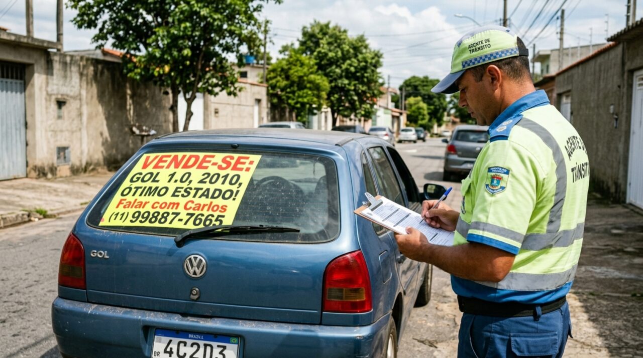Colocar esse adesivo no vidro traseiro pode render multa mesmo que o motorista não saiba