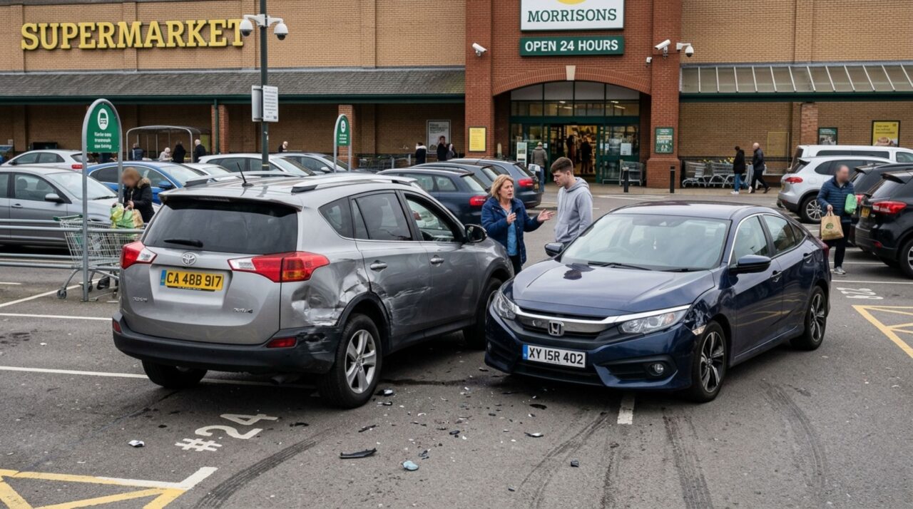 Motorista bateu em outro carro no estacionamento do mercado: quem paga o prejuízo e as regras de trânsito continuam valendo?