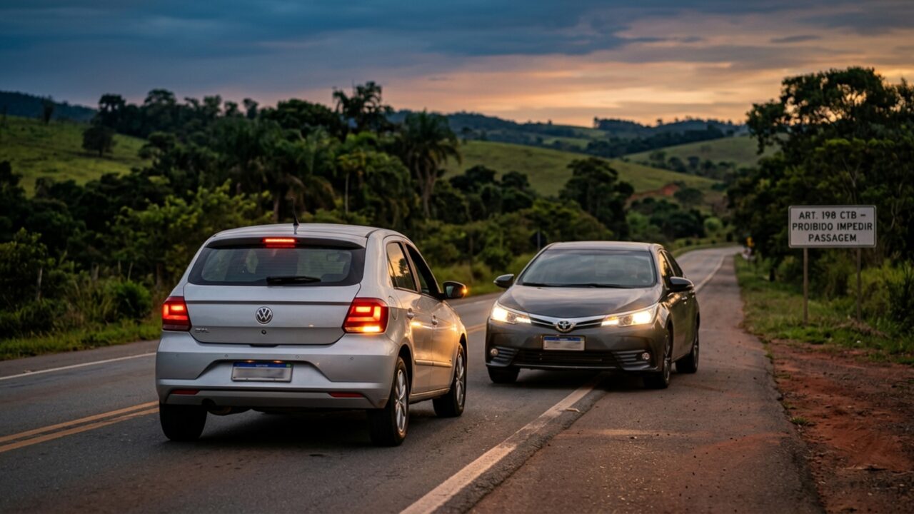 Motoristas que dificultam uma ultrapassagem podem se enquadrar no Art. 198 do Código de Trânsito Brasileiro