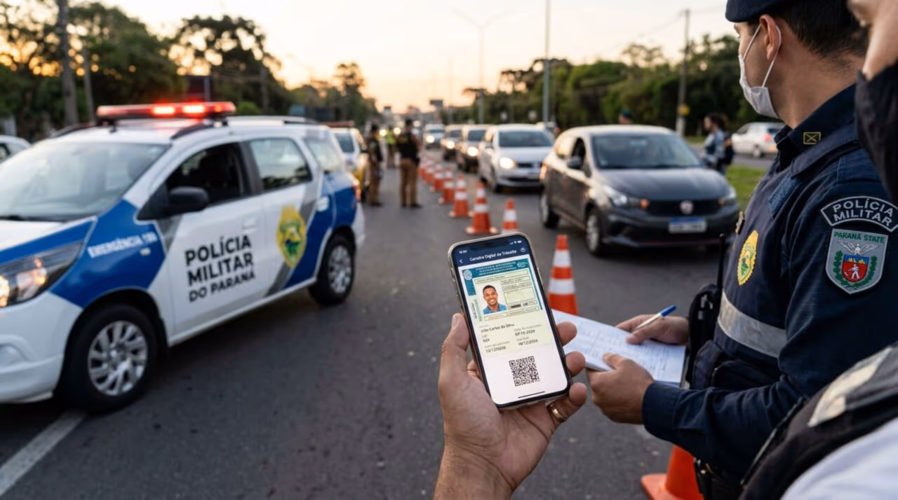 Motorista apresentou CNH digital na blitz e acabou precisando da física antes de ser liberado