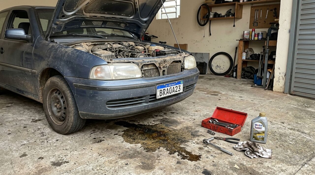 Motorista não percebeu que estava com o óleo vazando e teve o veículo retido por agentes