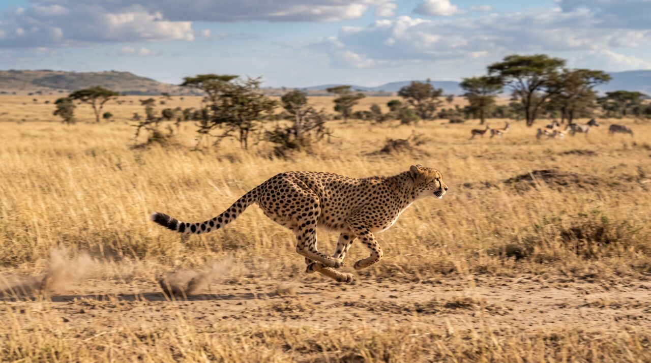 Conhecido como o velocista da savana por atingir mais de 100 km/h, o felino esguio planeja seus ataques com uma precisão matemática